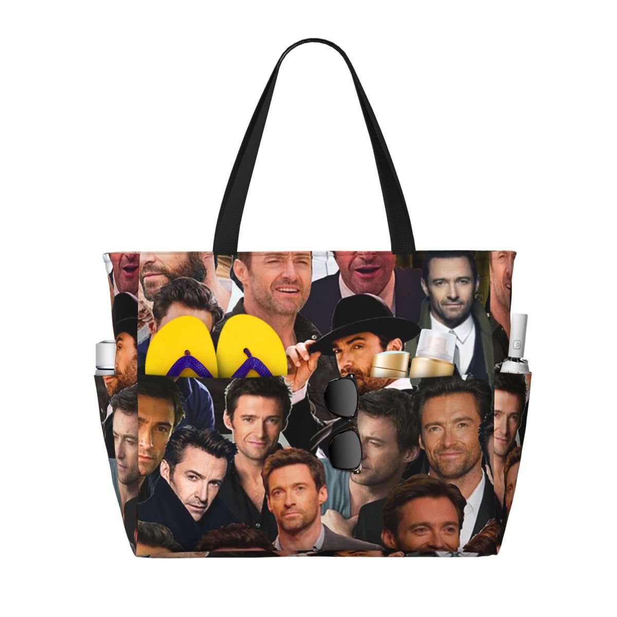 Yoga Fitness Gym Photos - Hugh Jackman Photo Collage Strandtasche, Sporttasche,