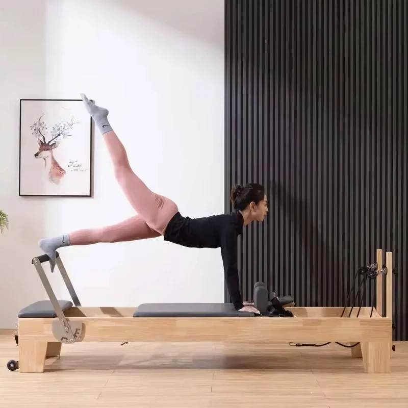 Yoga Fitness Pilates Reformer - Home Gym Professionelles Yoga-Trainingsbett Holzausrüstung Fitness