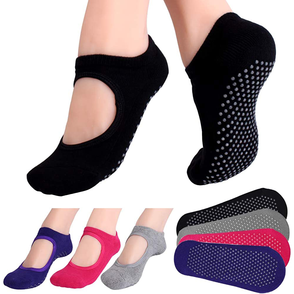 Yoga Fitness Workout - Rückenfreie, rutschfeste Fitness-Pilates-Socken aus Baumwolle für