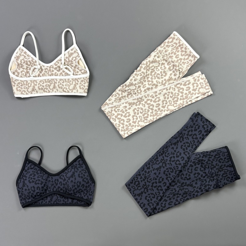 Yoga Fitness Kleidung - HISTELLO 2-teiliges Leoparden-Yoga-Set für Damen: Po-formende