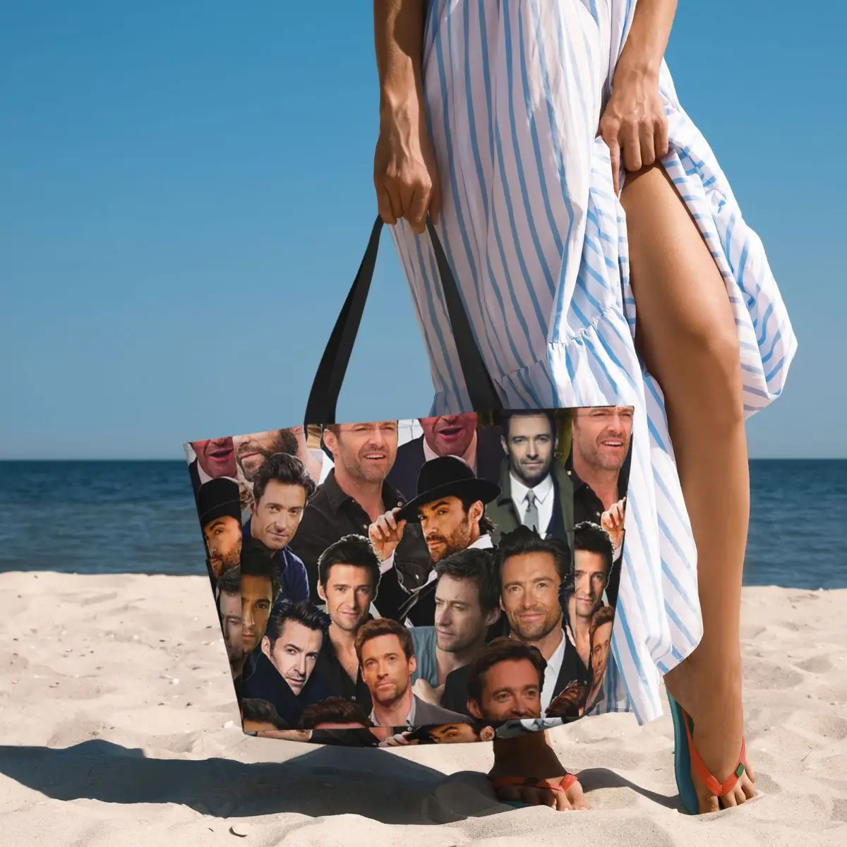 Yoga Fitness Gym Photos - Hugh Jackman Photo Collage Strandtasche, Sporttasche,