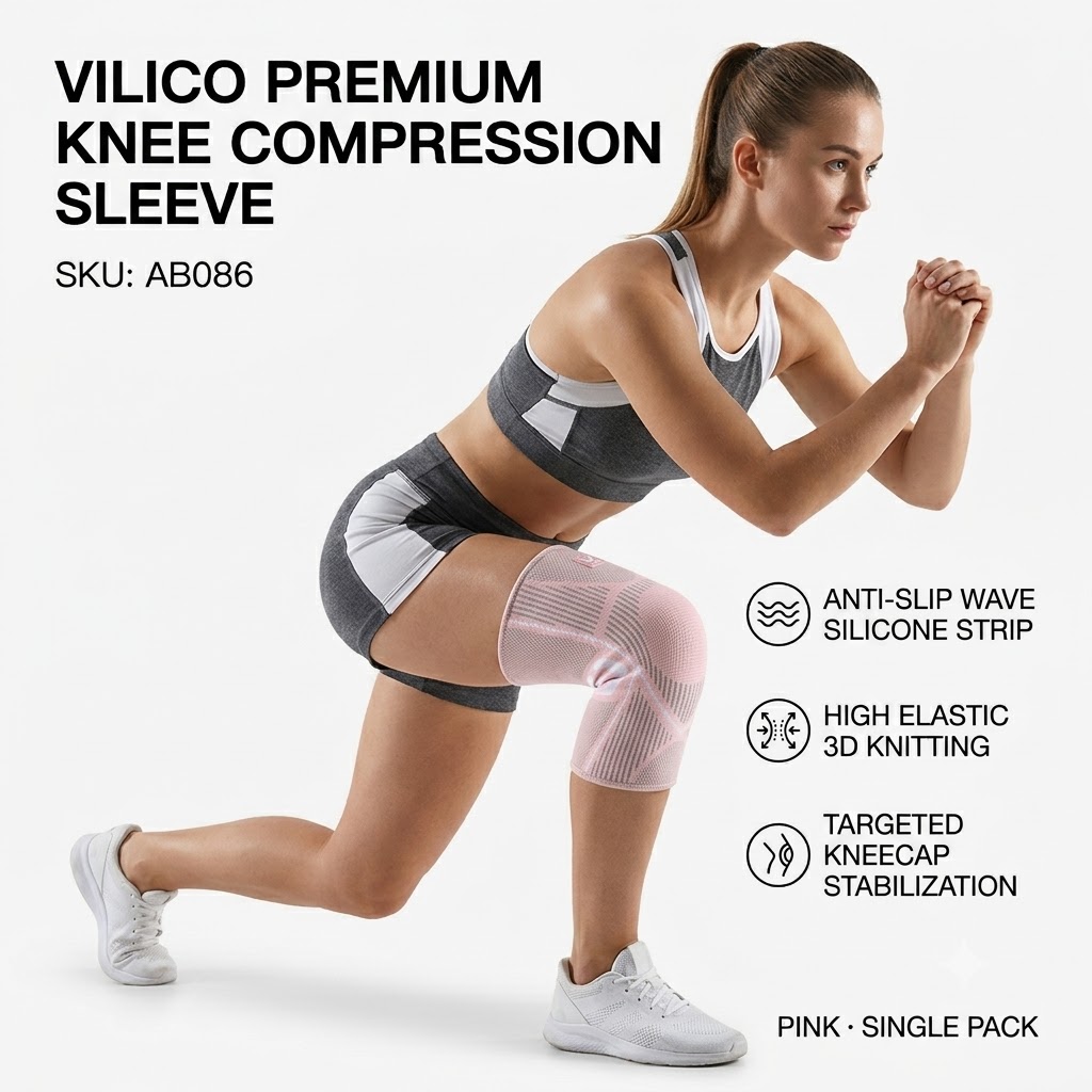 Knee Sleeve Compression - 1 Stück Knieschoner, Kompressions-Kniebandage, Knieorthese für