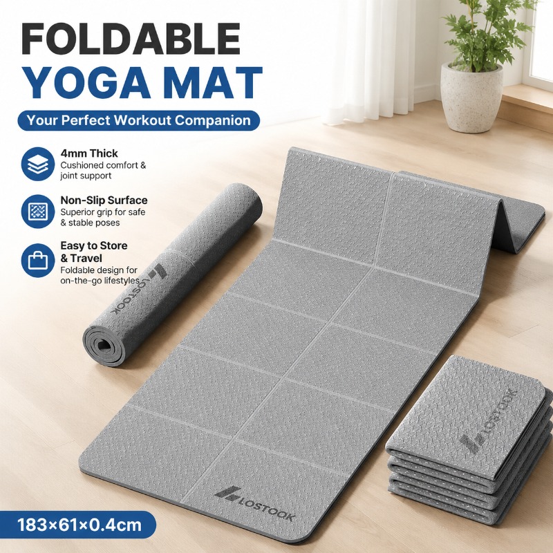 Thick Yoga Mat - Tragbare, faltbare Yoga-Matte, rutschfest, verdickt, verbreitert,