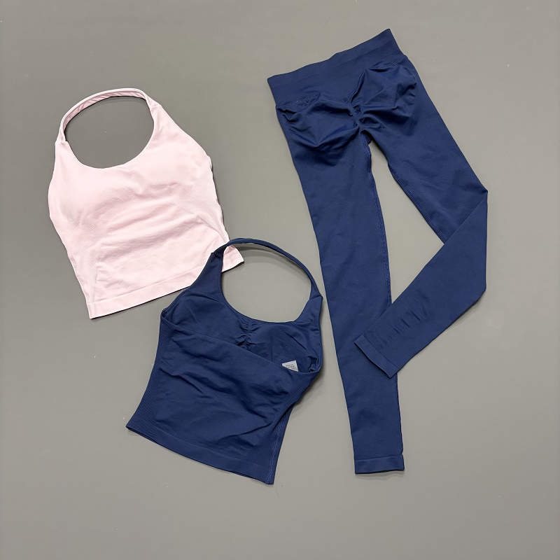 Yoga Fitness Kleidung - 2-teiliges Sportbekleidungsset für Damen mit Neckholder-Top,