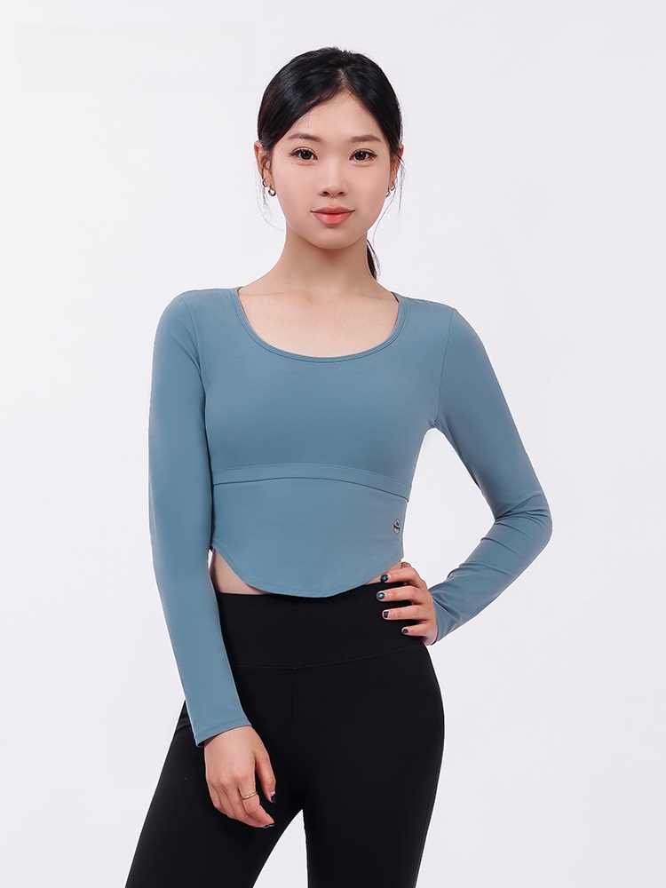 Schwarzes Langarm-Yoga-T-Shirt – Yoga Fitness Com Bewertung und Preis