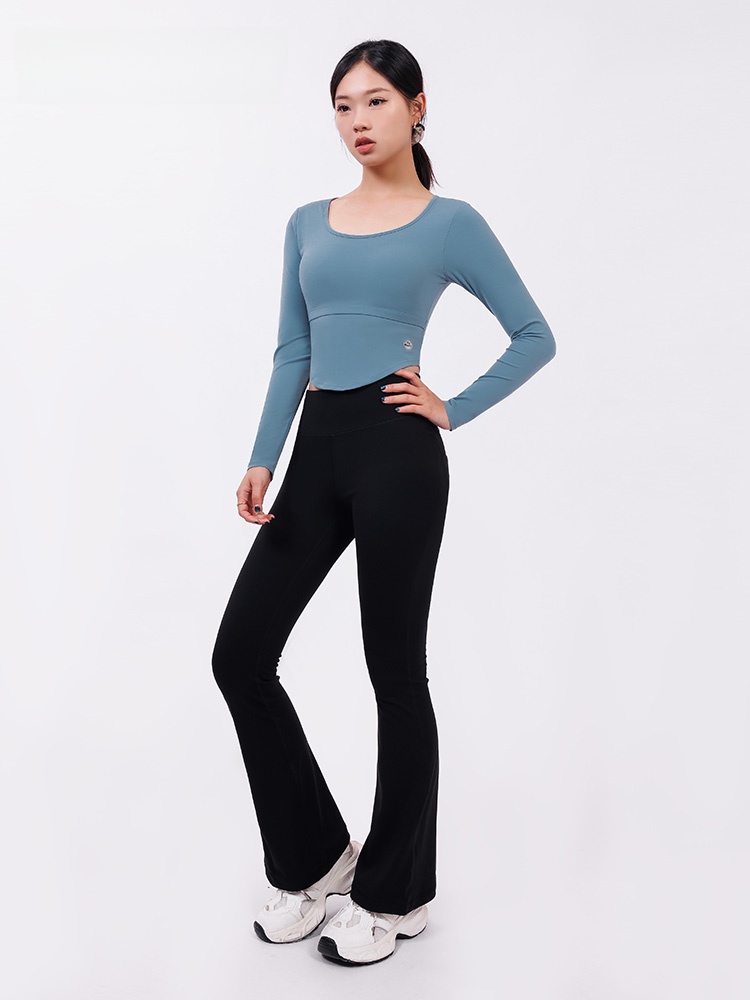 Schwarzes Langarm-Yoga-T-Shirt – Yoga Fitness Com Bewertung und Preis